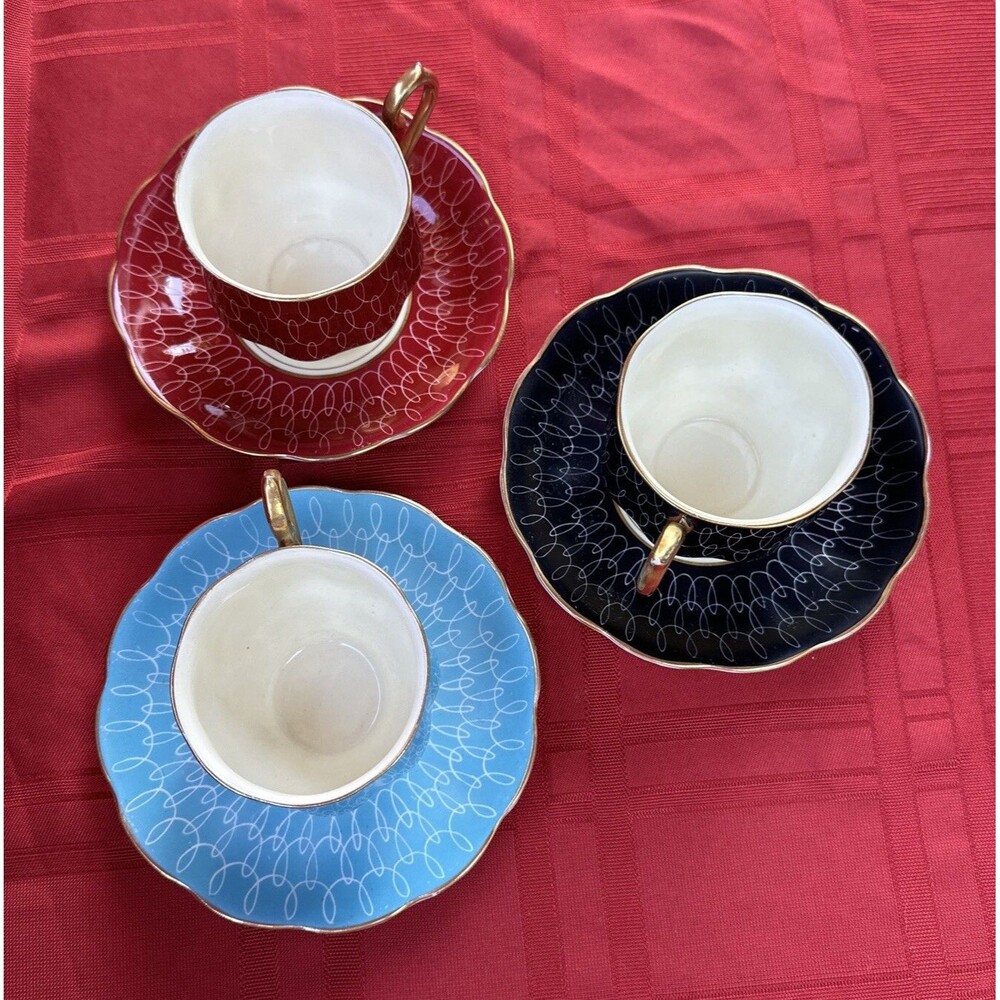 Royal Albert Fine Bone China Cup/Saucer Set Of 3, Gold Rimmed Vintage - Picture 2 of 7